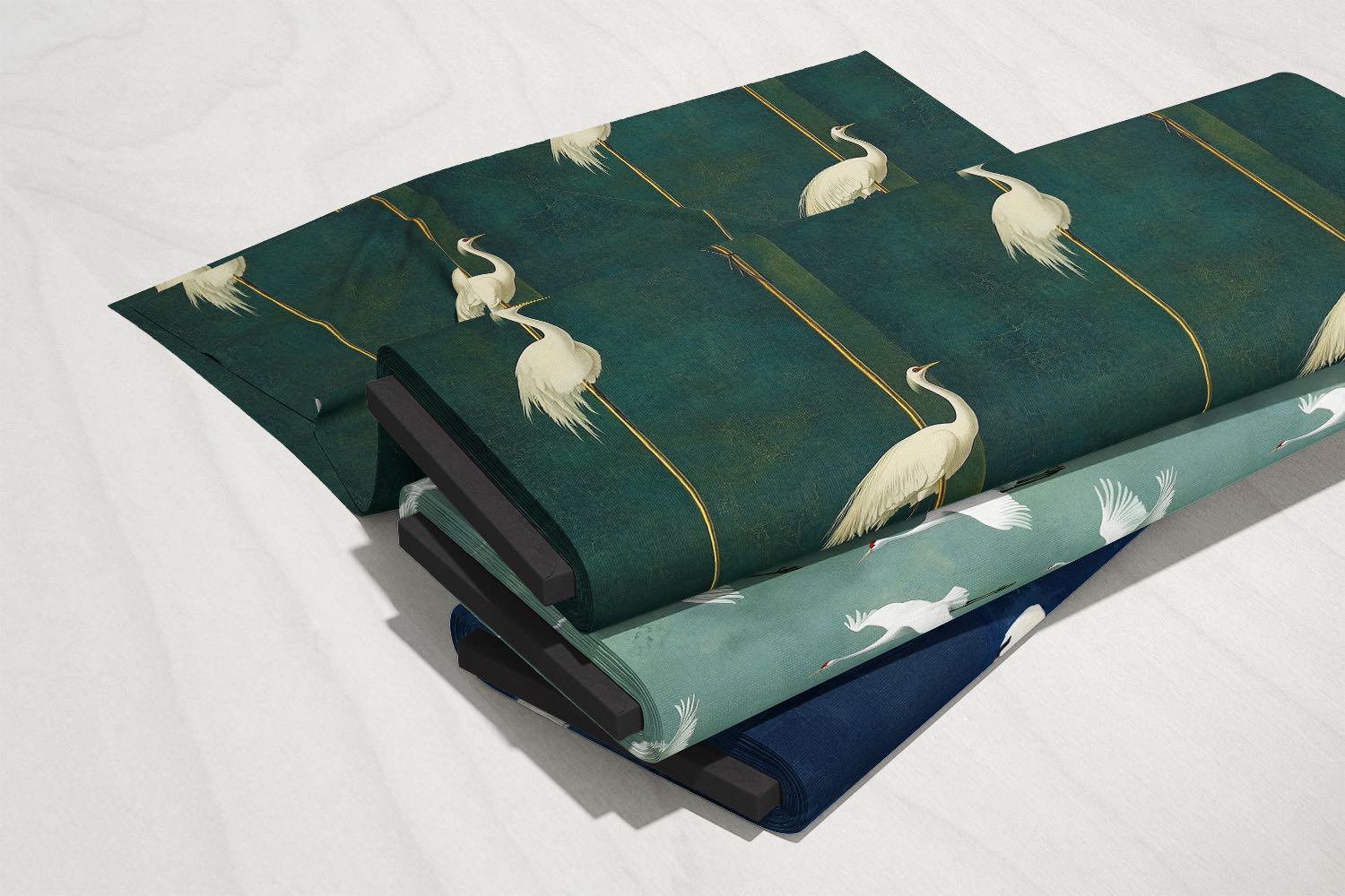 Good upholstery fabric guide showing patterned Saint and Poet fabric with strong colour and texture