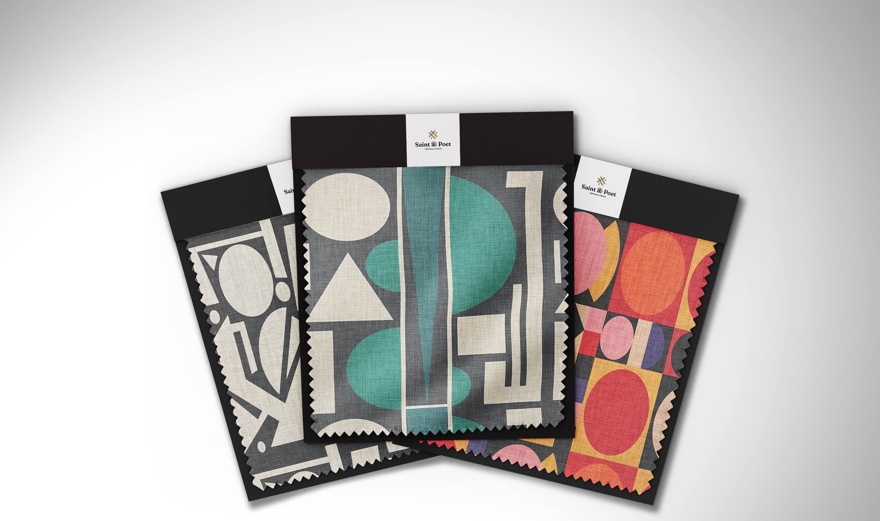 Cubism-inspired upholstery fabric with geometric abstract design – Saint & Poet