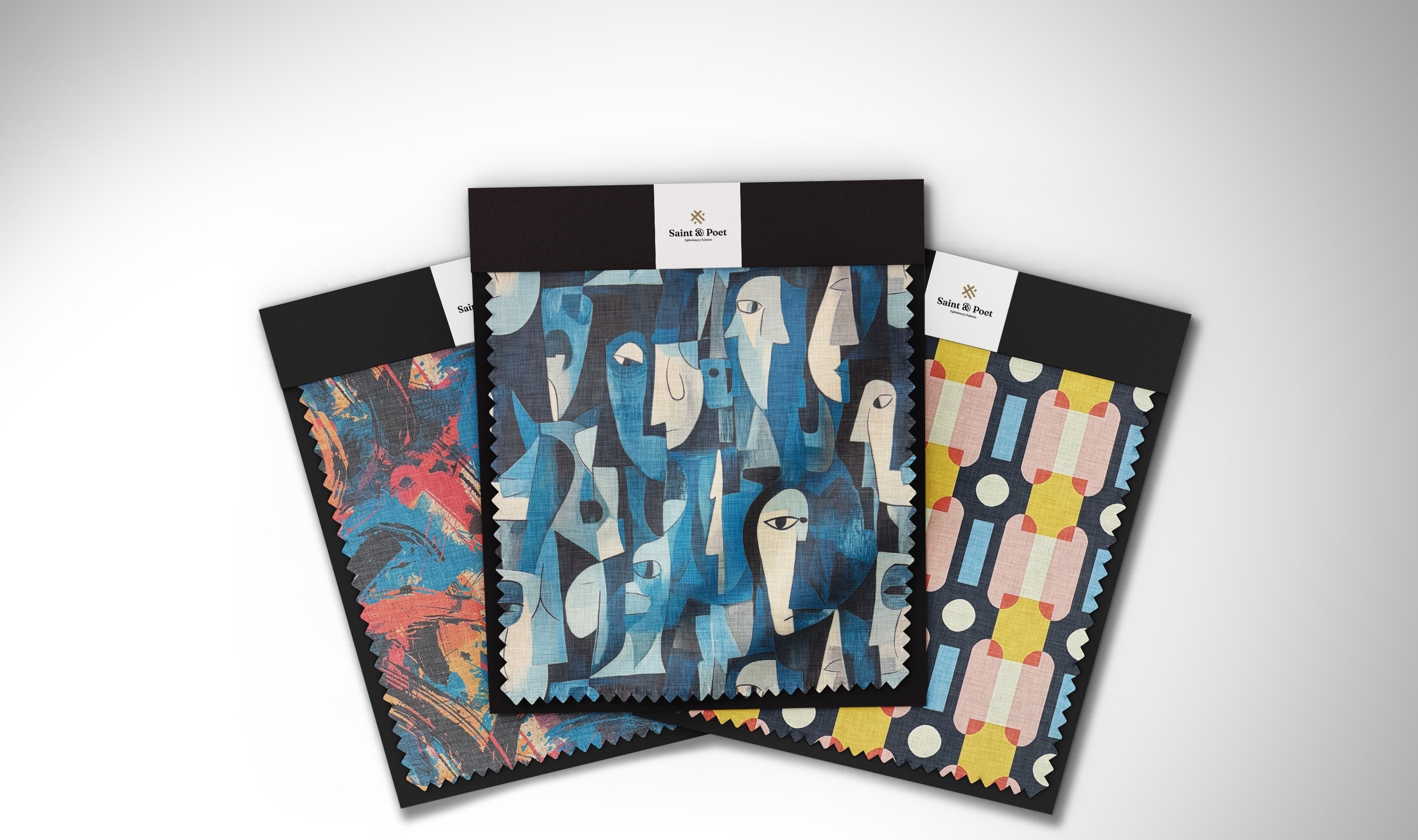 Deep navy and soft blue upholstery textiles for elegant interiors