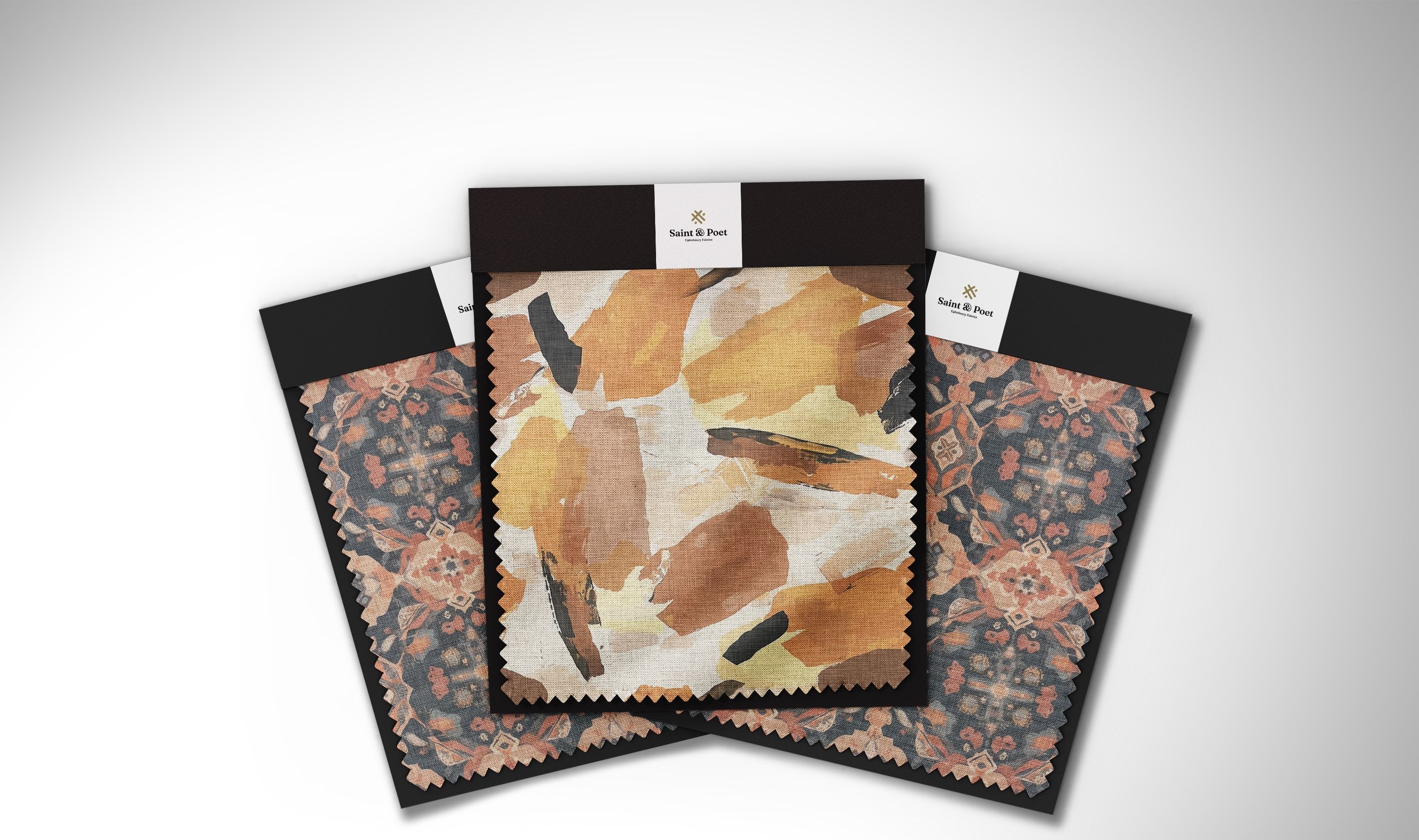 Deep chocolate and warm caramel upholstery textiles for elegant interior