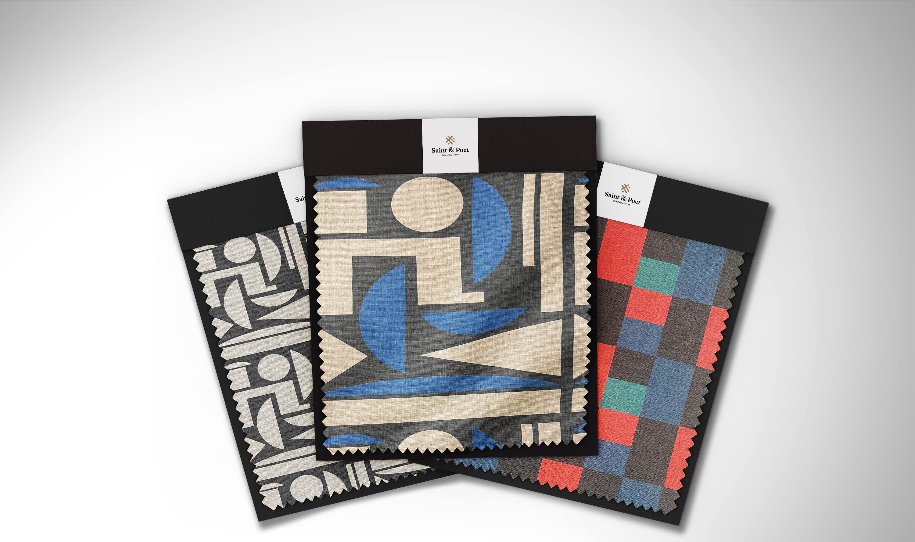 Cubist-inspired upholstery fabric with geometric abstract patterns – Saint & Poet