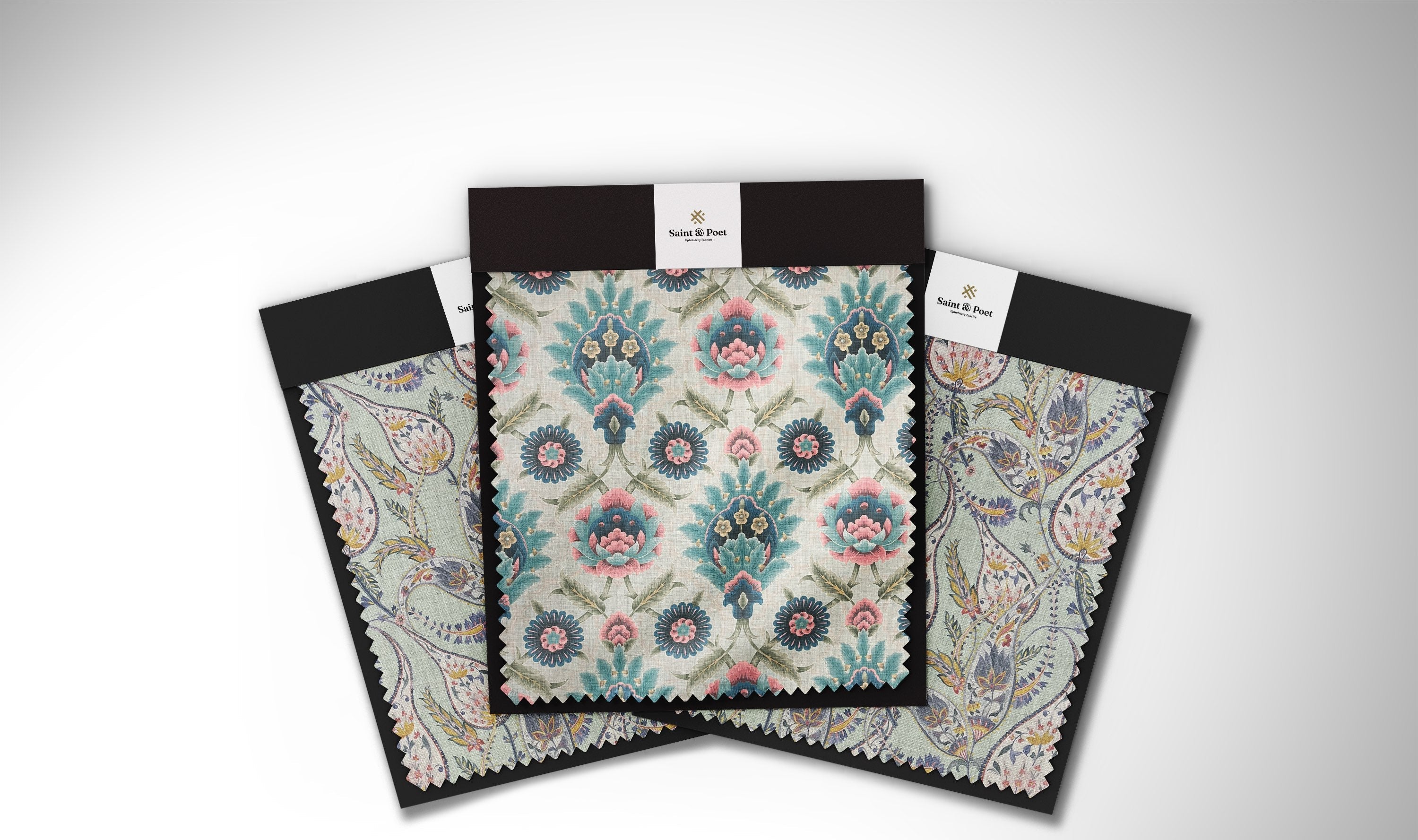 Duck egg blue upholstery fabric with soft pastel tones – Saint & Poet