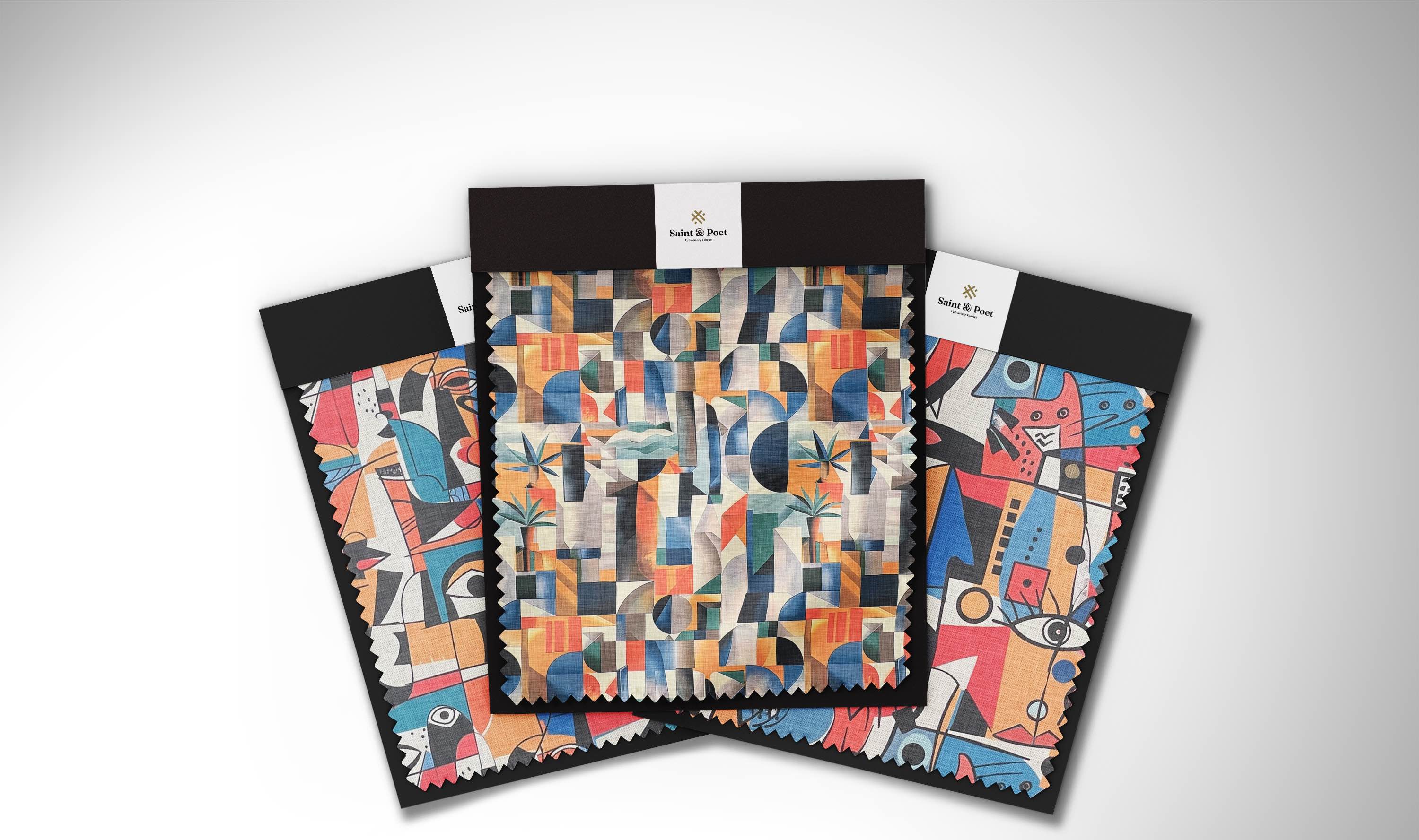 Luxury AI-crafted abstract upholstery textile for statement interiors