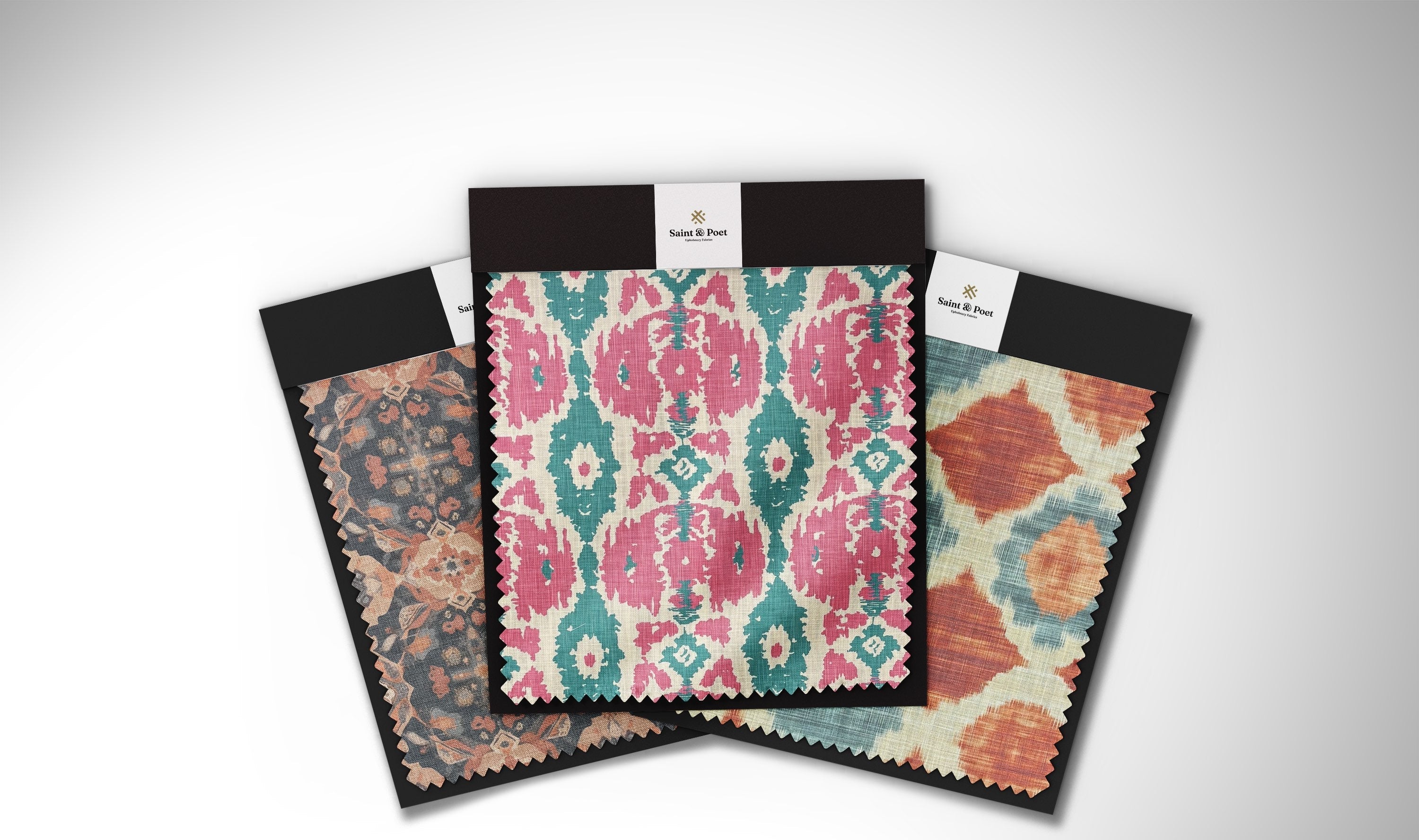 Kilim-inspired upholstery fabric with intricate woven patterns