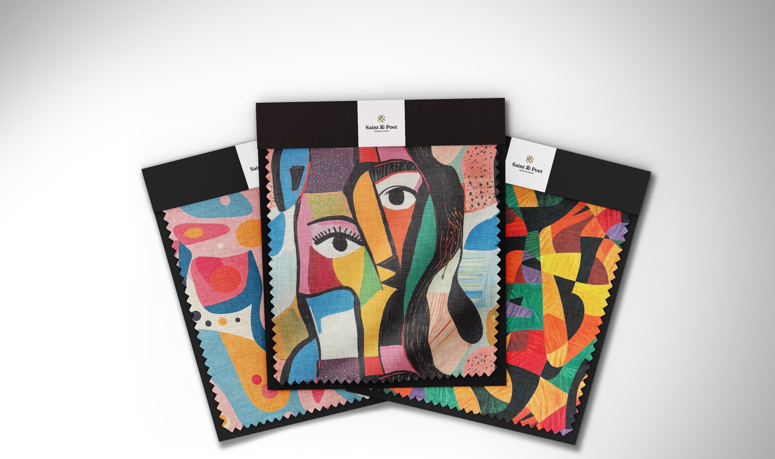 Luxury multicoloured upholstery fabric with bold abstract design