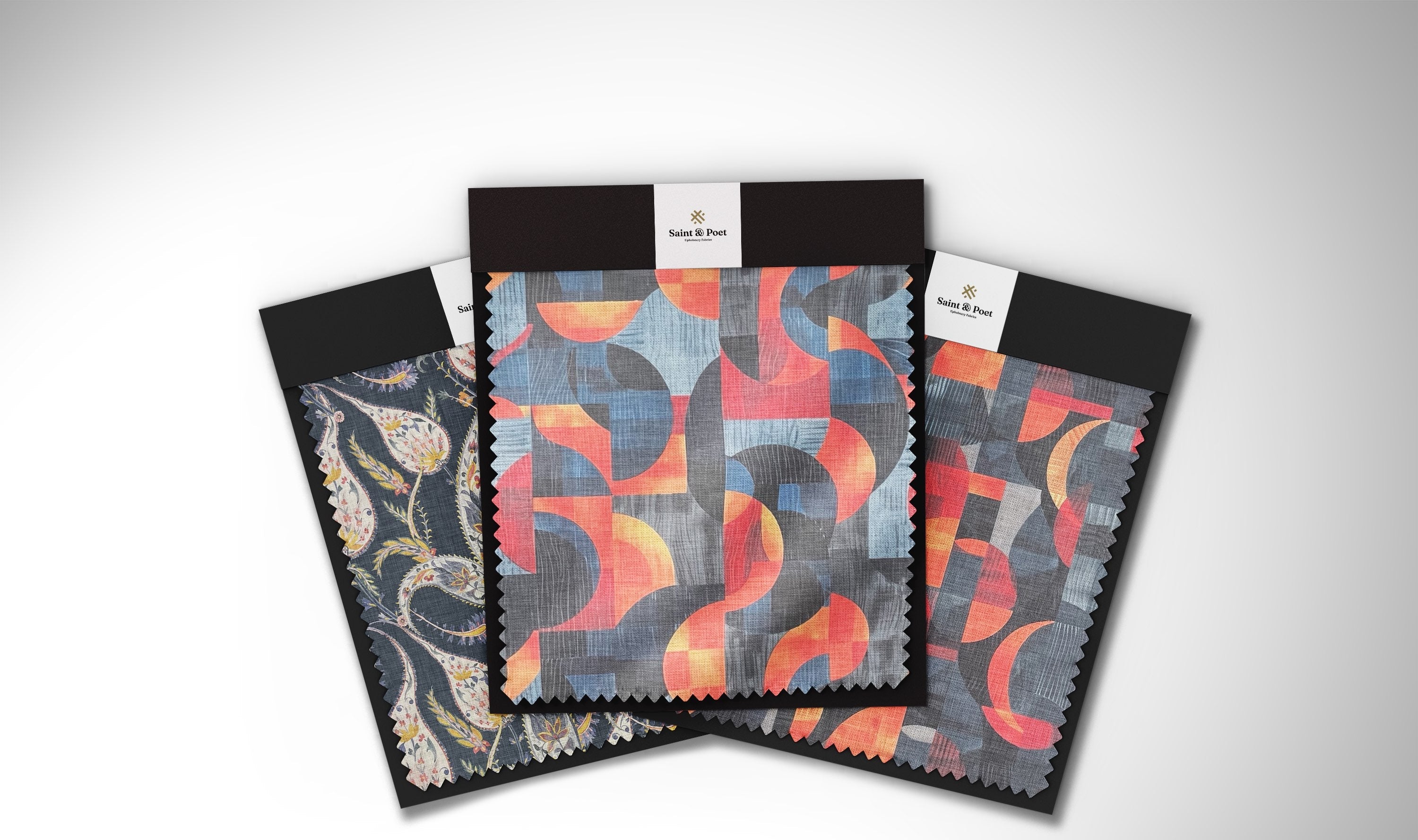 Patterned navy blue upholstery fabric for statement furniture