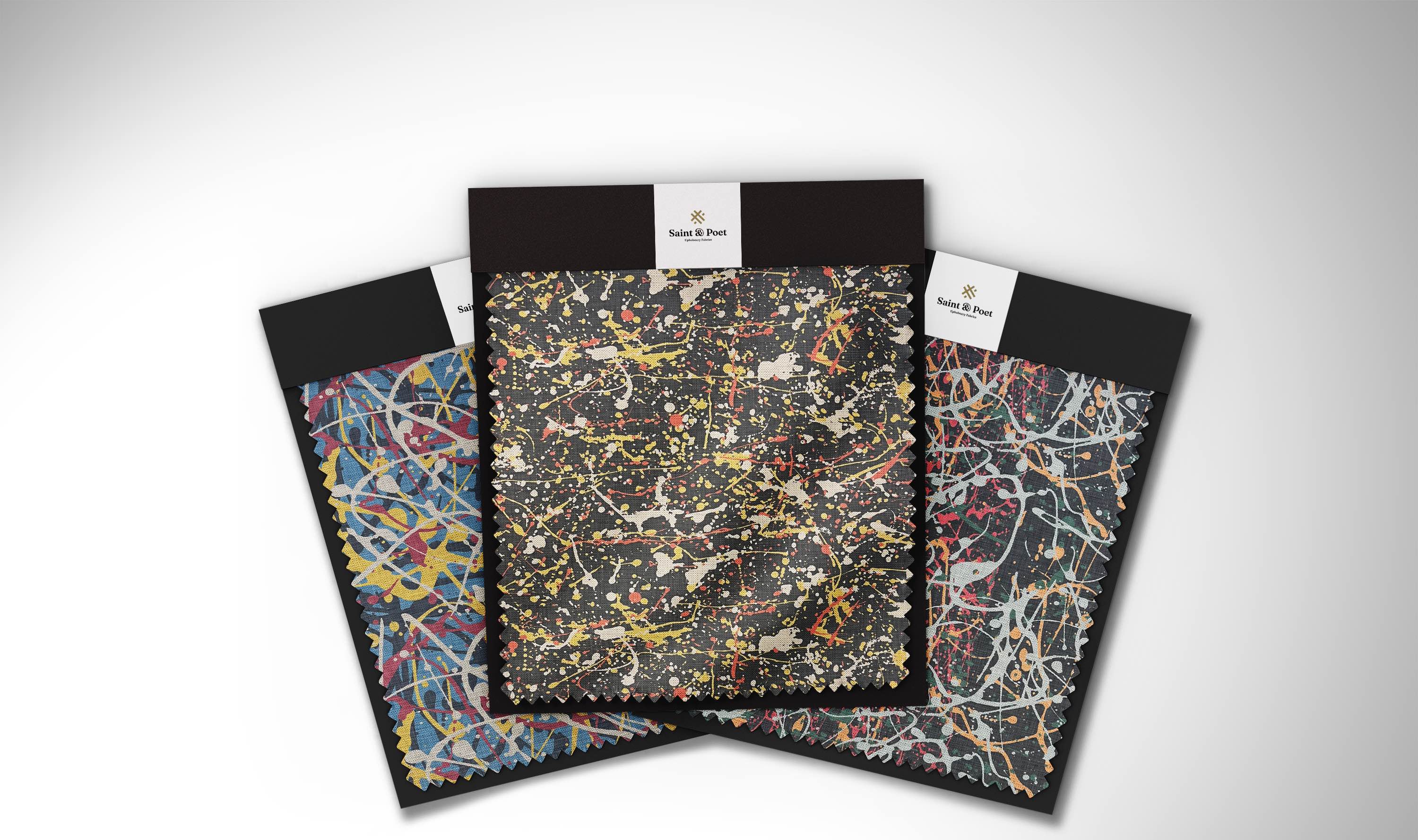 Abstract paint-inspired upholstery fabric for statement furniture