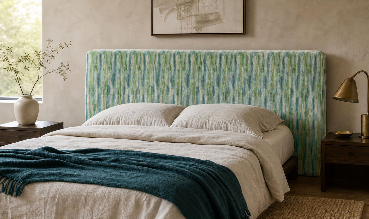 Multicoloured striped Crib5 velvet upholstery fabric collection by Saint and Poet