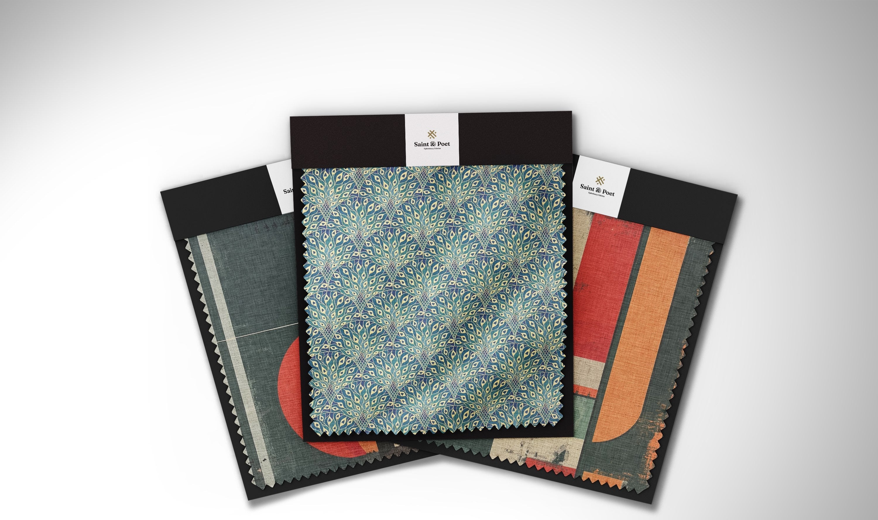 Luxury teal upholstery fabric in deep blue-green tones – Saint & Poet