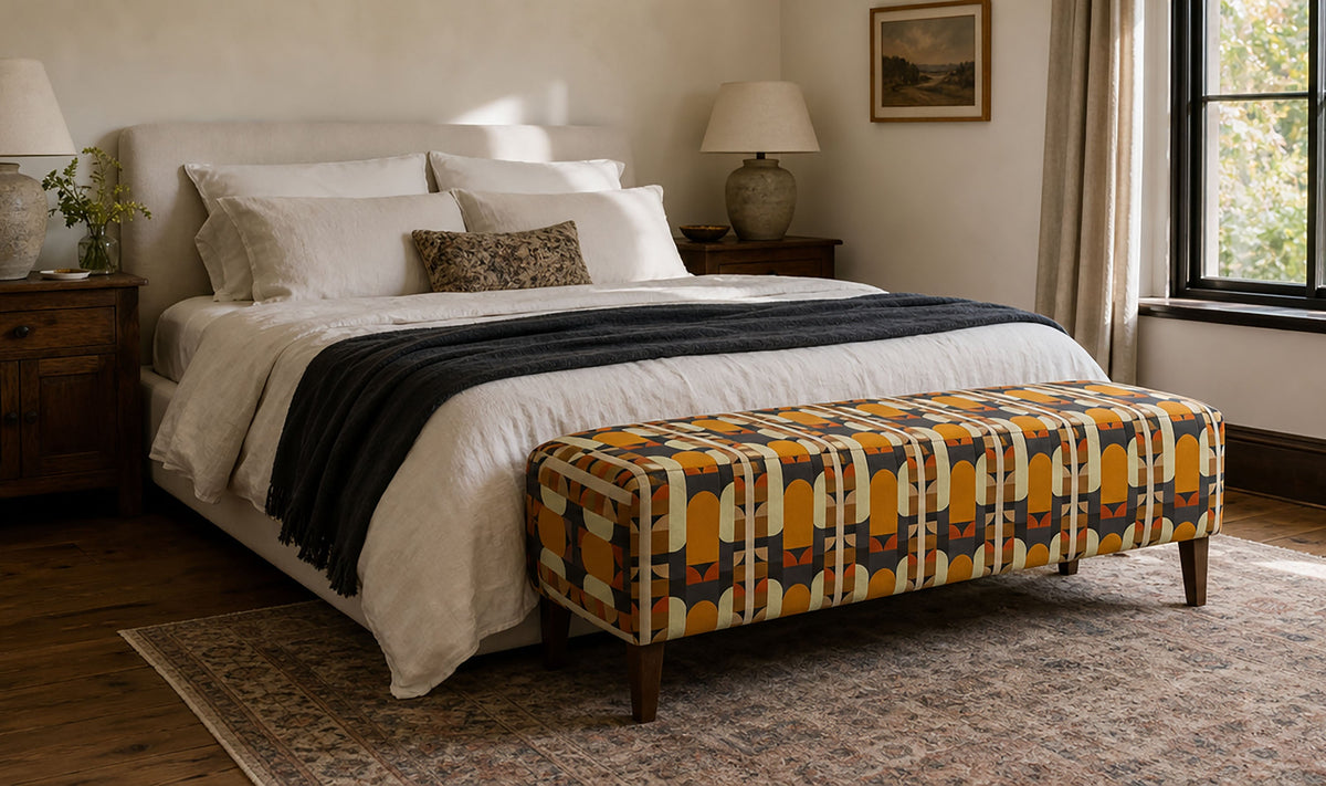 Weimar Crib5 velvet fabric collection with Bauhaus geometric patterns for commercial hospitality upholstery