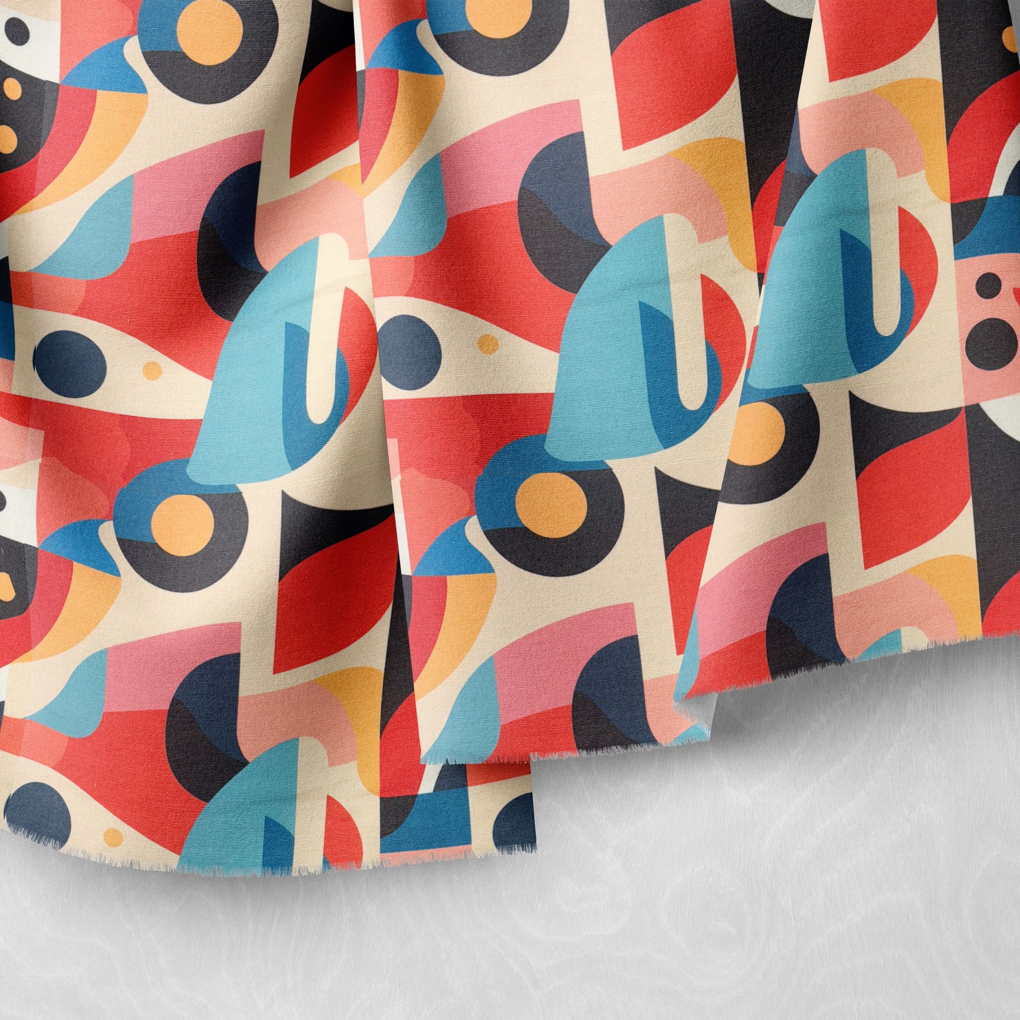 Modern abstract upholstery fabric with vibrant colors