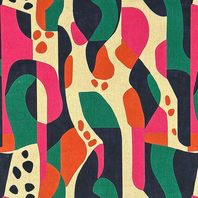 Abstract No.21 pink green and teal Crib5 velvet fabric with bold vertical biomorphic forms
