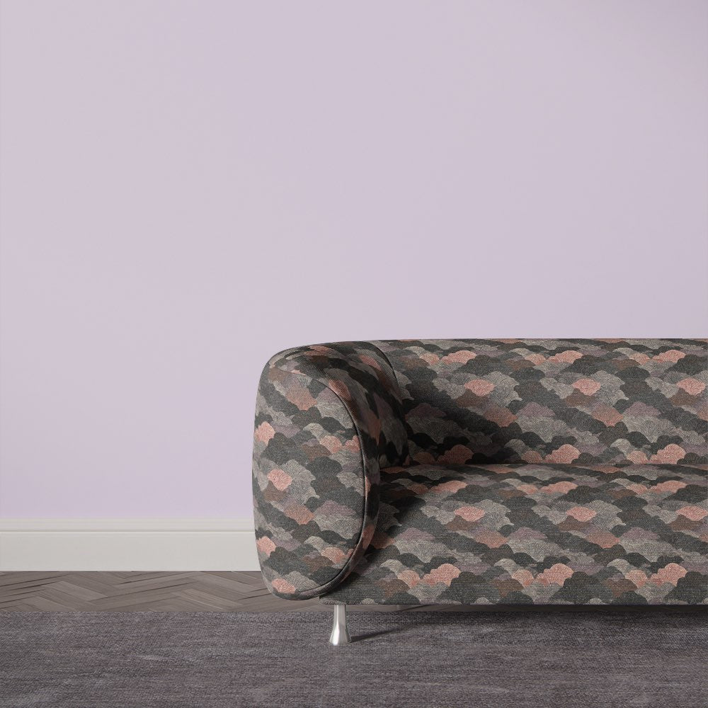 Arcadia No.9 grey upholstery fabric flat swatch with tonal foliage design – Saint and Poet