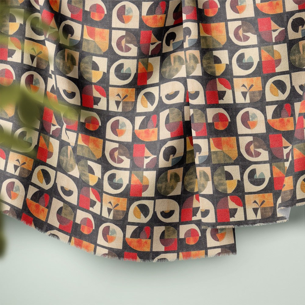Detailed view of Atelier No.16 fabric – Retro-inspired upholstery fabric with mid-century colour palette