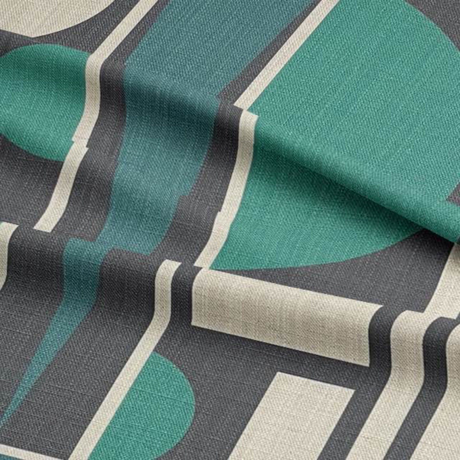 Close-up of Avant No.1 fabric – Luxury printed upholstery textile with structured shapes