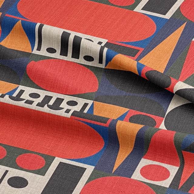 Close-up of Avant No.9 luxury upholstery textile showcasing cubist pattern and fine texture