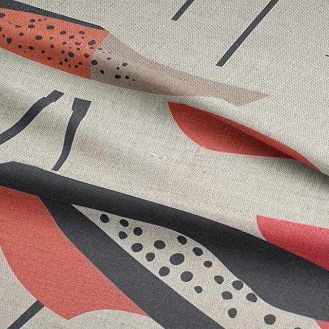 Close-up of Bird No.12 upholstery fabric showing bird motif and dot detailing