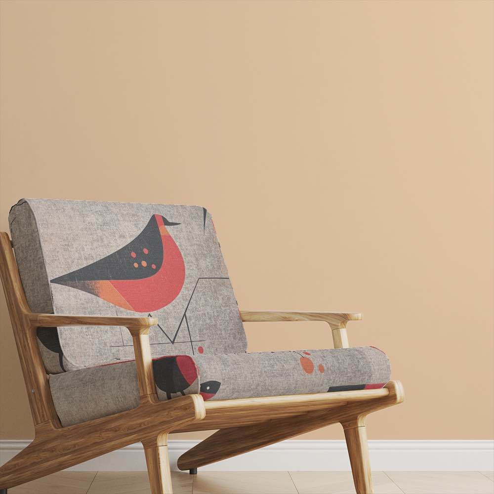 Upholstered armchair in Bird No.16 with mid-century inspired bird motif