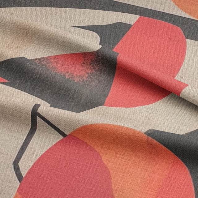 Close-up of curved bird and geometric shapes on Bird No.18 fabric