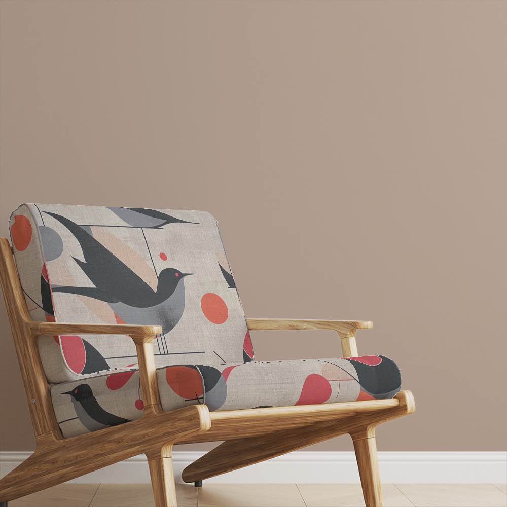 Armchair upholstered in Bird No.22 fabric with abstract bird design