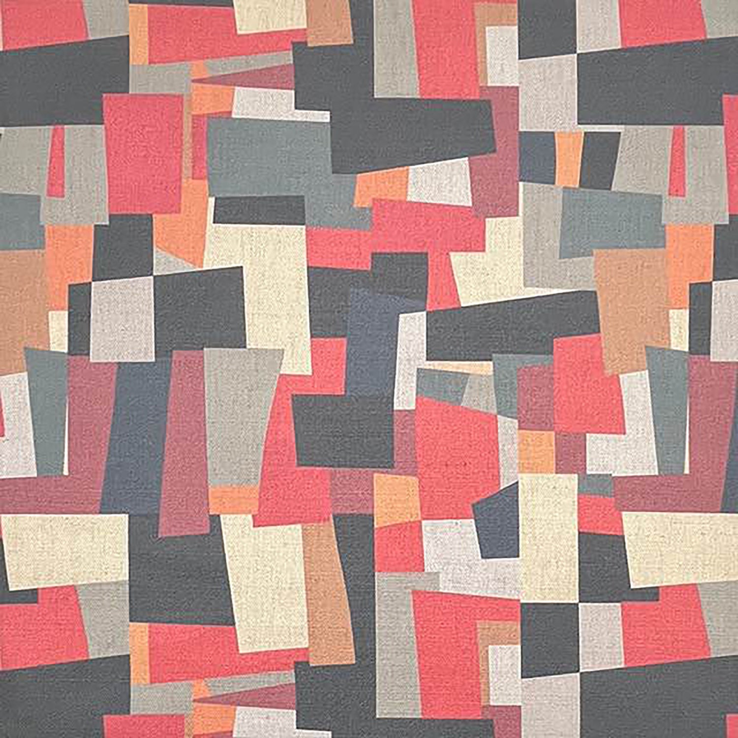 collage-no-1-upholstery-fabric-geometric-blocks-in-coral-charcoal-beige-on-textured-flax-linen