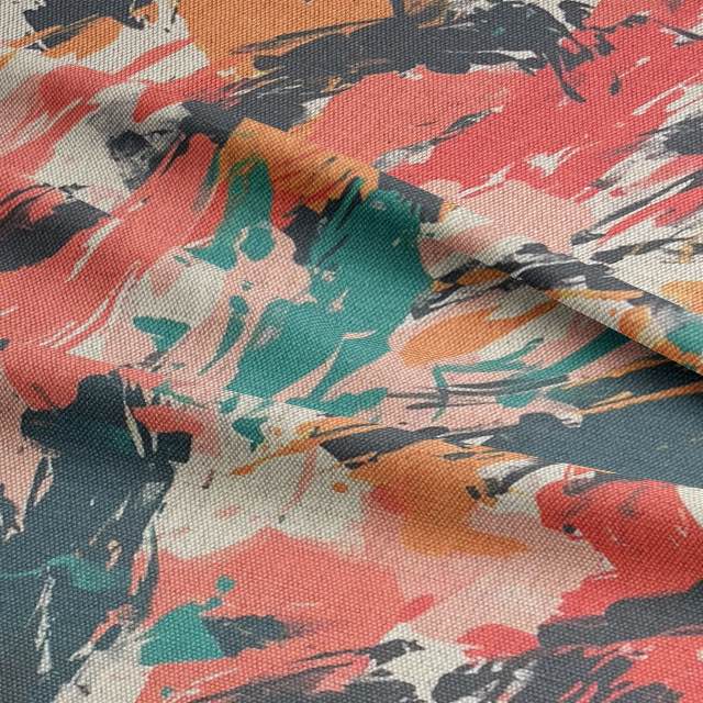 Close-up of Dash No.1 upholstery textile showing vibrant painted textures in rich modern colour palette