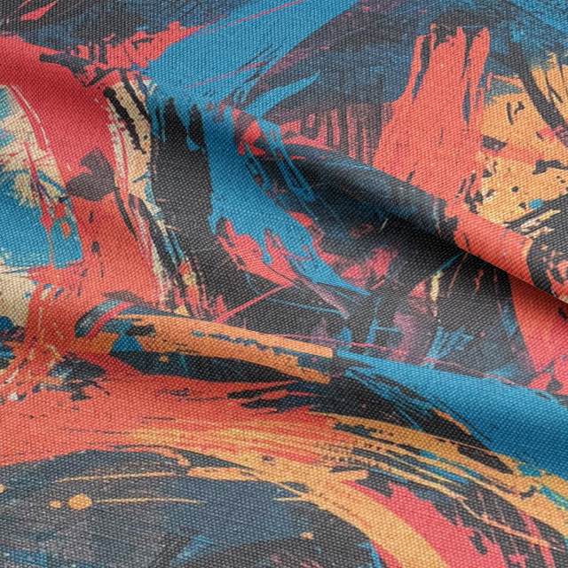 Ruffled view of Dash No.2 upholstery fabric in bright multicoloured with paint stroke effect