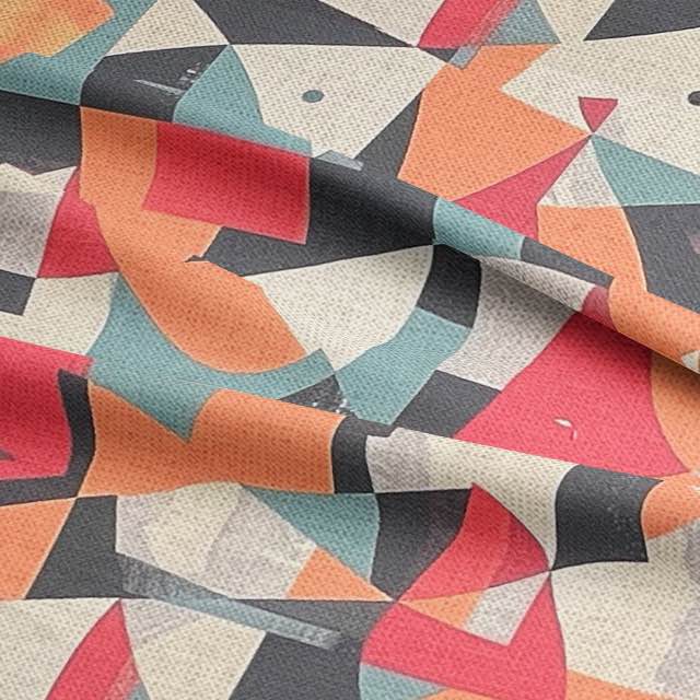 Draped Saint and Poet Exhibite No.11 fabric highlighting the layered multicoloured brushstroke and shape design