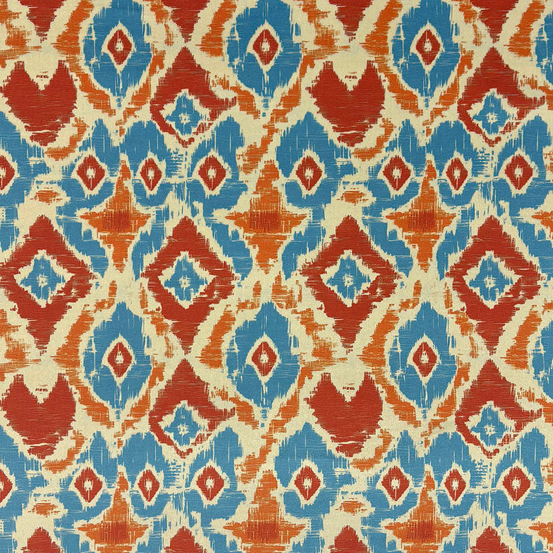Kilim No.29 flat Crib5 velvet fabric featuring blue and red geometric Kilim design
