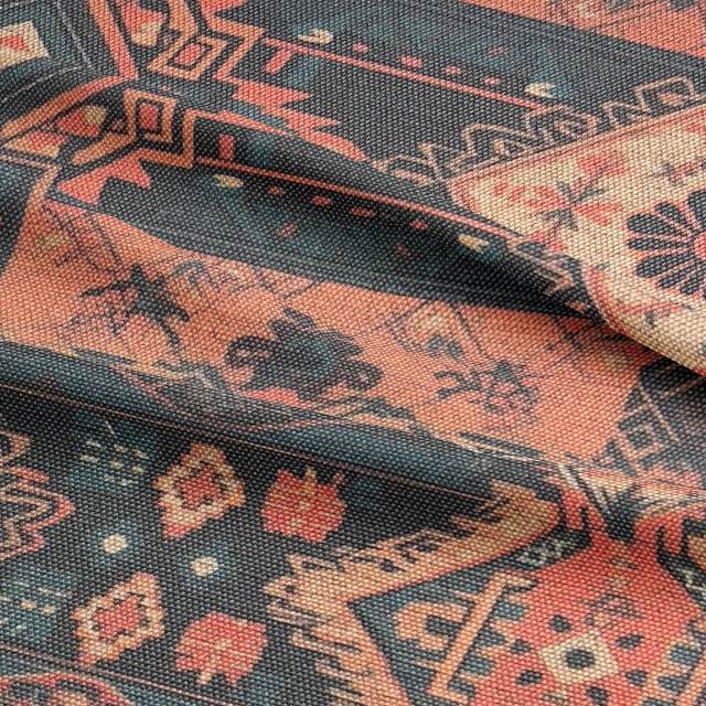 Statement upholstery fabric with bold tribal pattern in rich woven texture