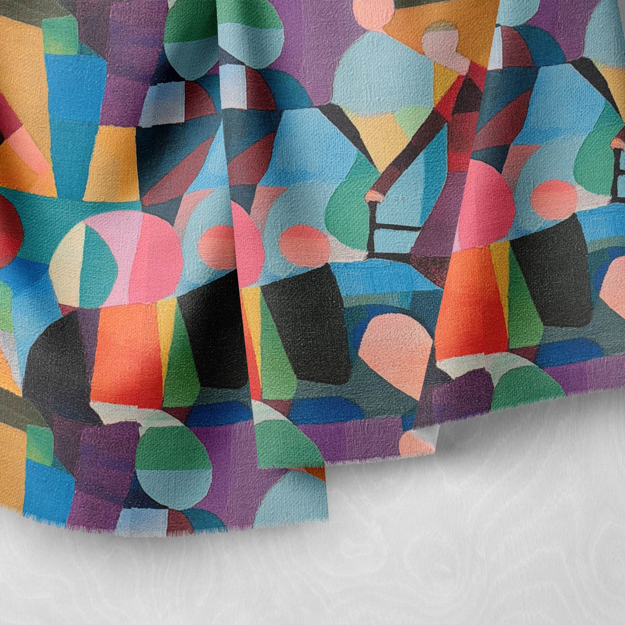 Draped view of Mougin No.1 luxury upholstery showing texture and vivid purple colour palette