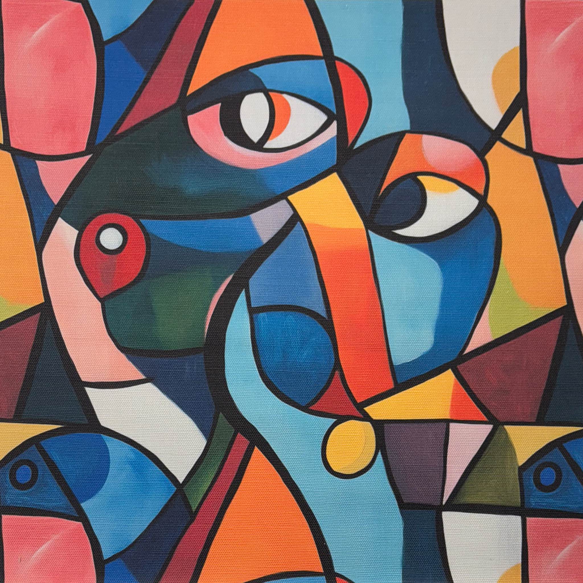 Flat lay of Mougin No.7 abstract multicolour face upholstery fabric