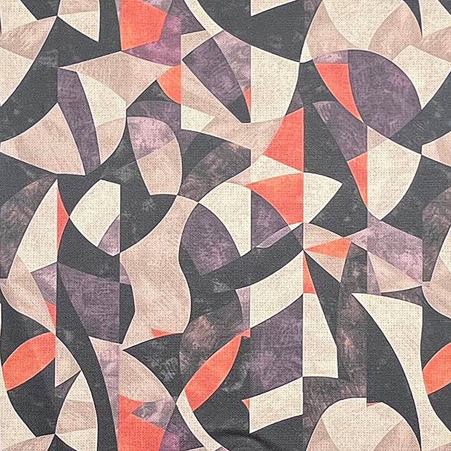 Purple abstract upholstery fabric with curved layered forms – Movements No.10 flat view