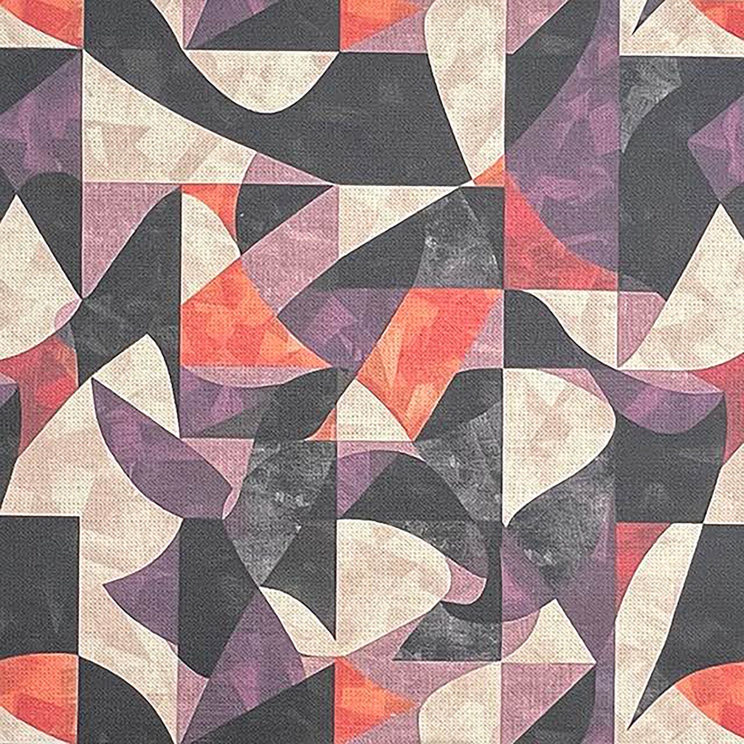 Statement purple upholstery fabric with curved abstract pattern – Movements No.1 flat image