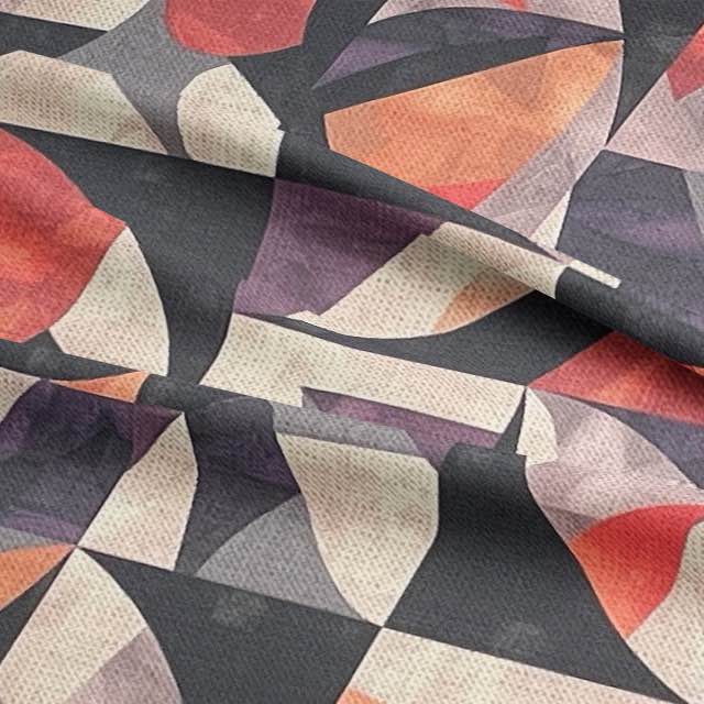 Movements No.2 purple and orange abstract shape upholstery fabric for sofas