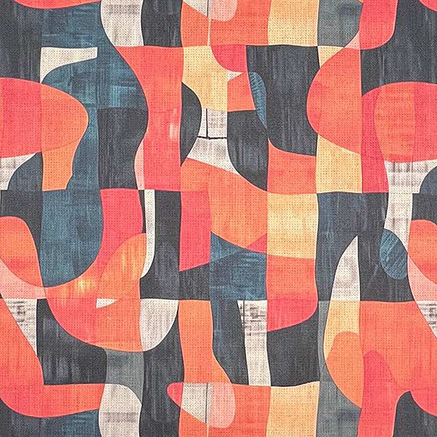 Orange upholstery fabric with flowing abstract forms – Movements No.5 flat sample