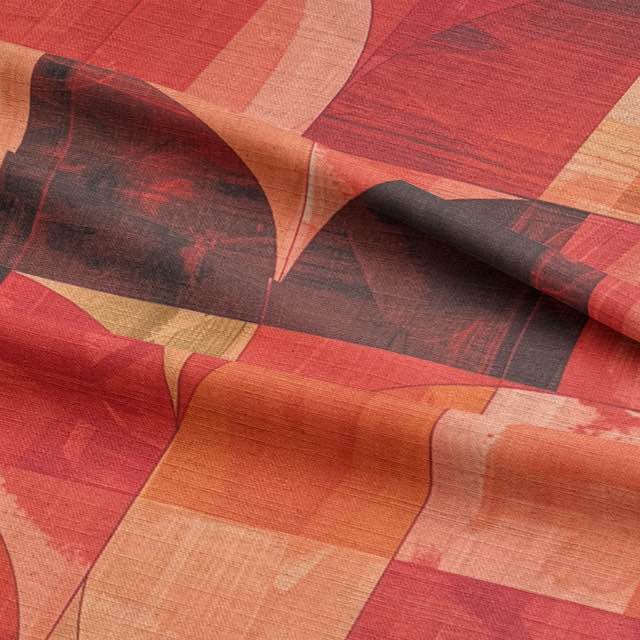 Close-up view of Palette No.1 – textured red and terracotta fabric for sofas