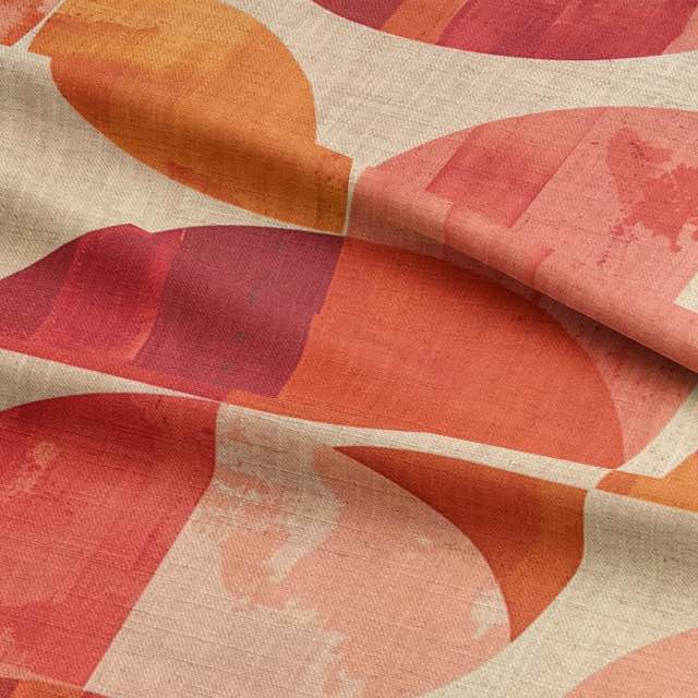 Close-up of Palette No.2 – curved orange and ivory statement fabric texture