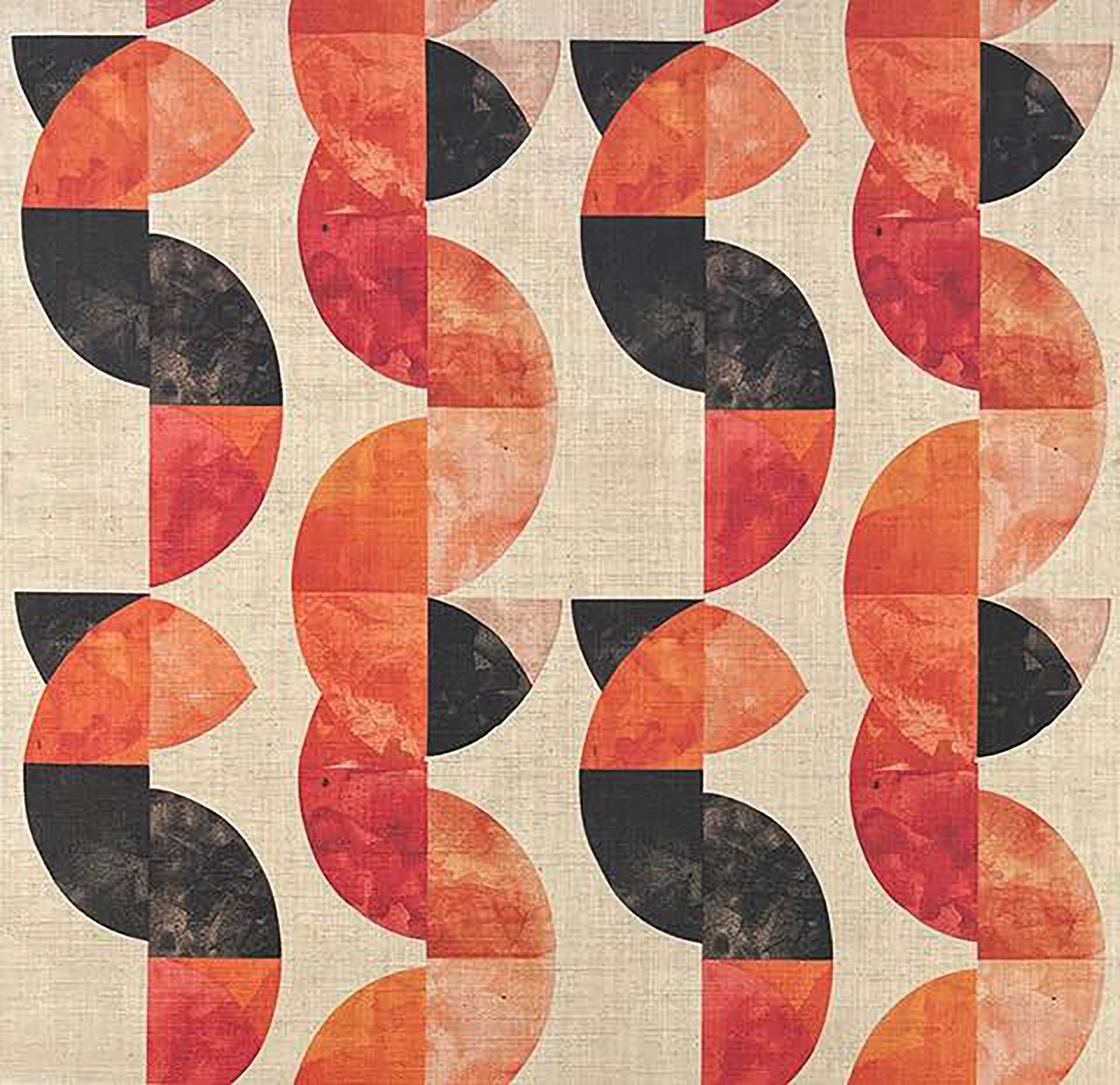 Palette No.4 – Orange upholstery fabric with curved graphic design