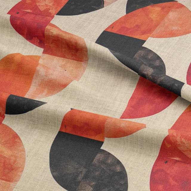 Close-up of Palette No.4 – orange and charcoal abstract fabric pattern