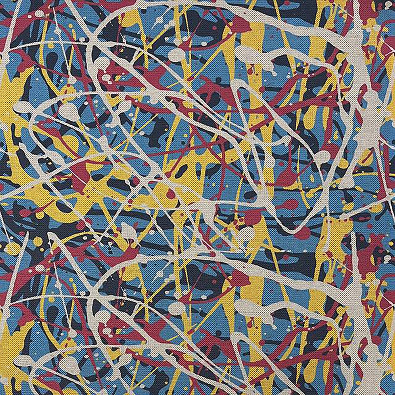 Pattern No.1 – Blue upholstery fabric with paint-splatter pattern