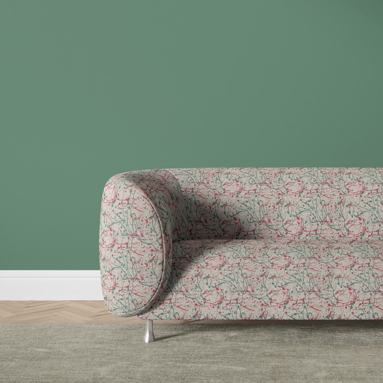 Pattern No.2 upholstery fabric styled on scalloped chair with soft neutral tones