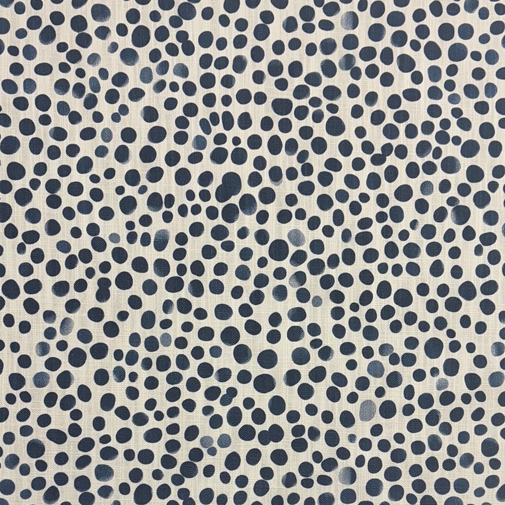 Pointillia No.4 navy blue polka dot linen curtain fabric flat image with crisp spotted pattern