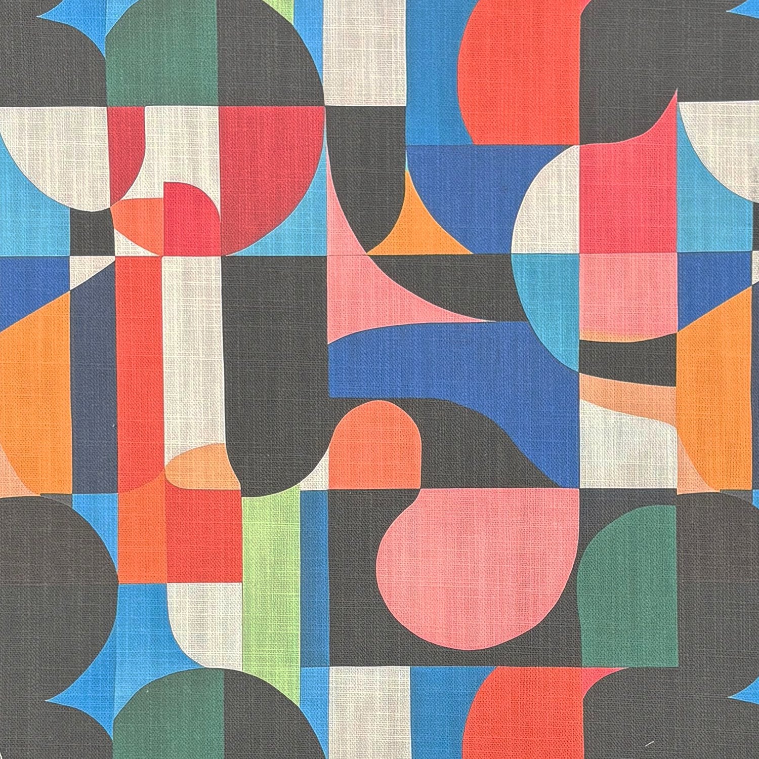 Close-up of Populist No.1 abstract multicolour upholstery fabric swatch