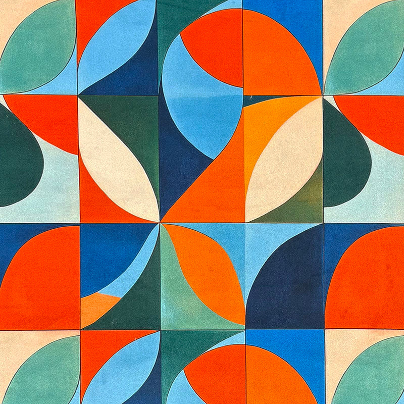 Blue Populist No.4 Crib5 velvet fabric flat image with geometric abstract upholstery design