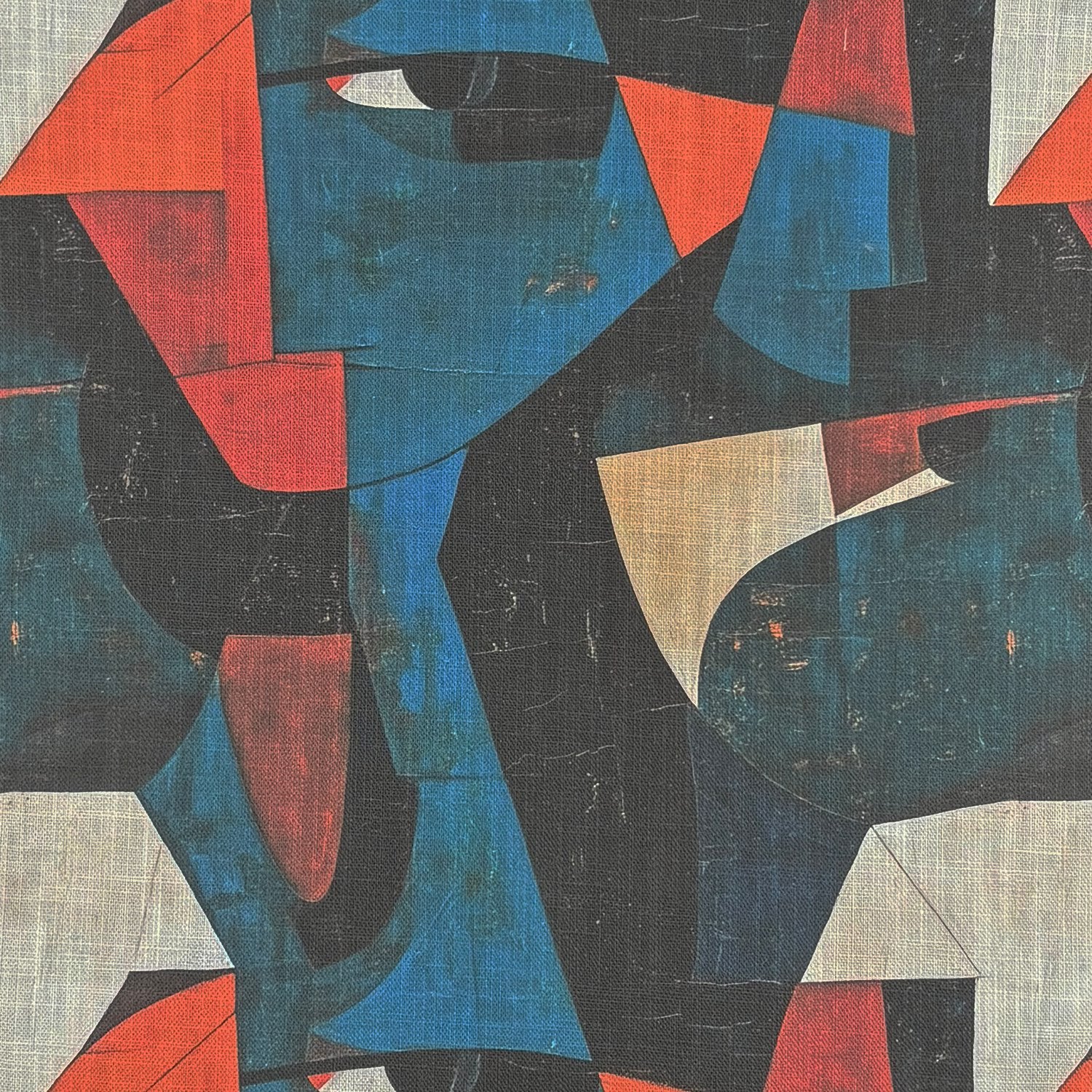 Close-up of Sculpture No.19 cubist pattern upholstery fabric