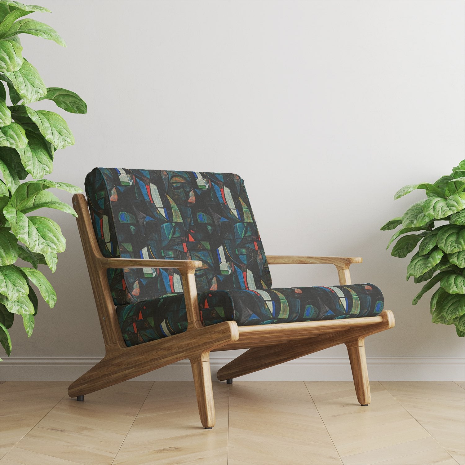 Sculpture No.21 Upholstery Fabric – In-situ chair design with bold abstract pattern