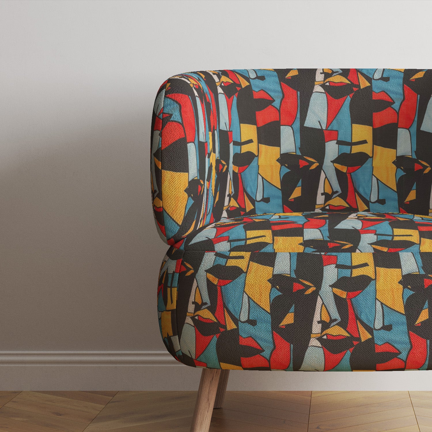 Statement upholstery fabric on chair in modern interior – Sculpture No.2 design