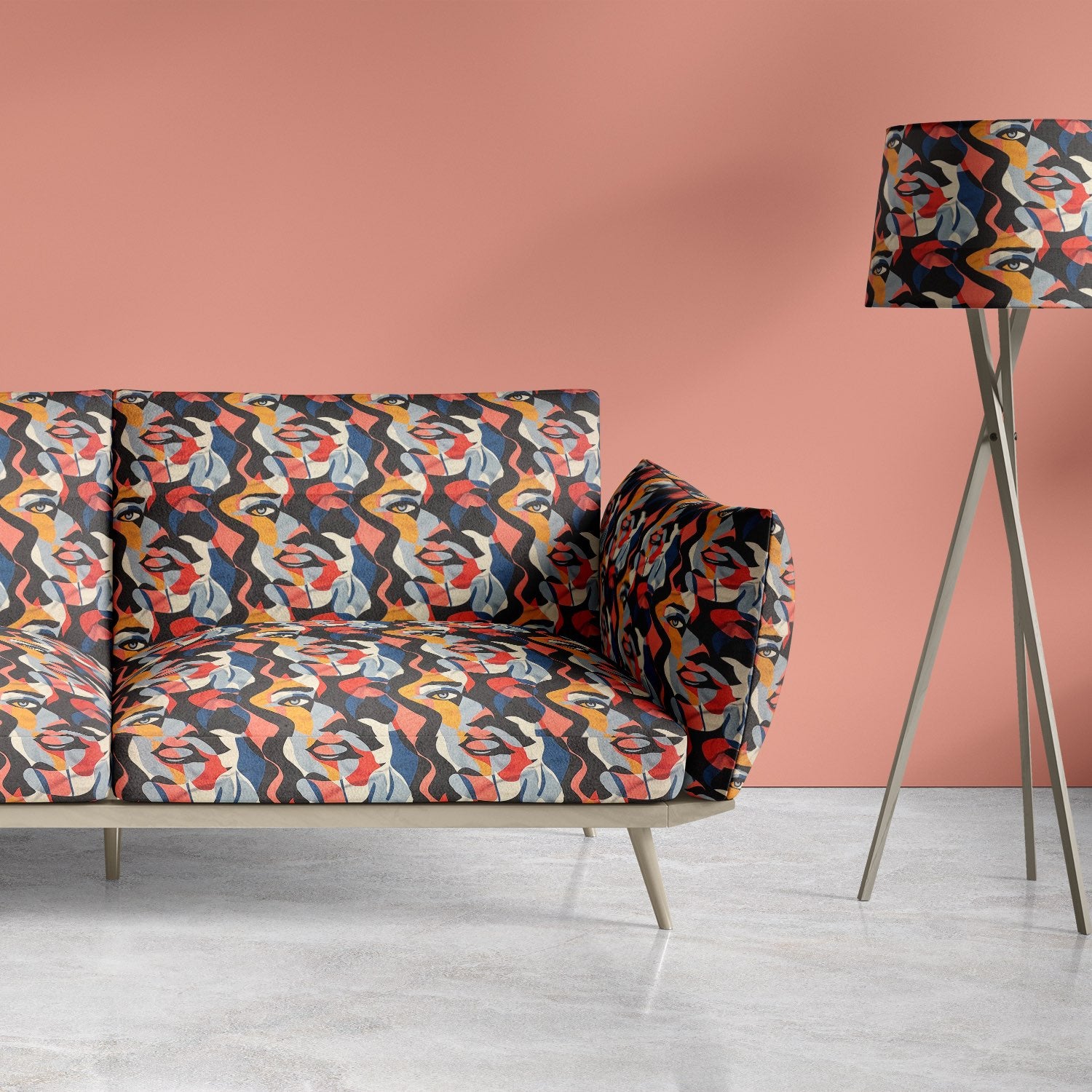 Armchair upholstered in Sculpture No.4 – bold artistic fabric for statement seating