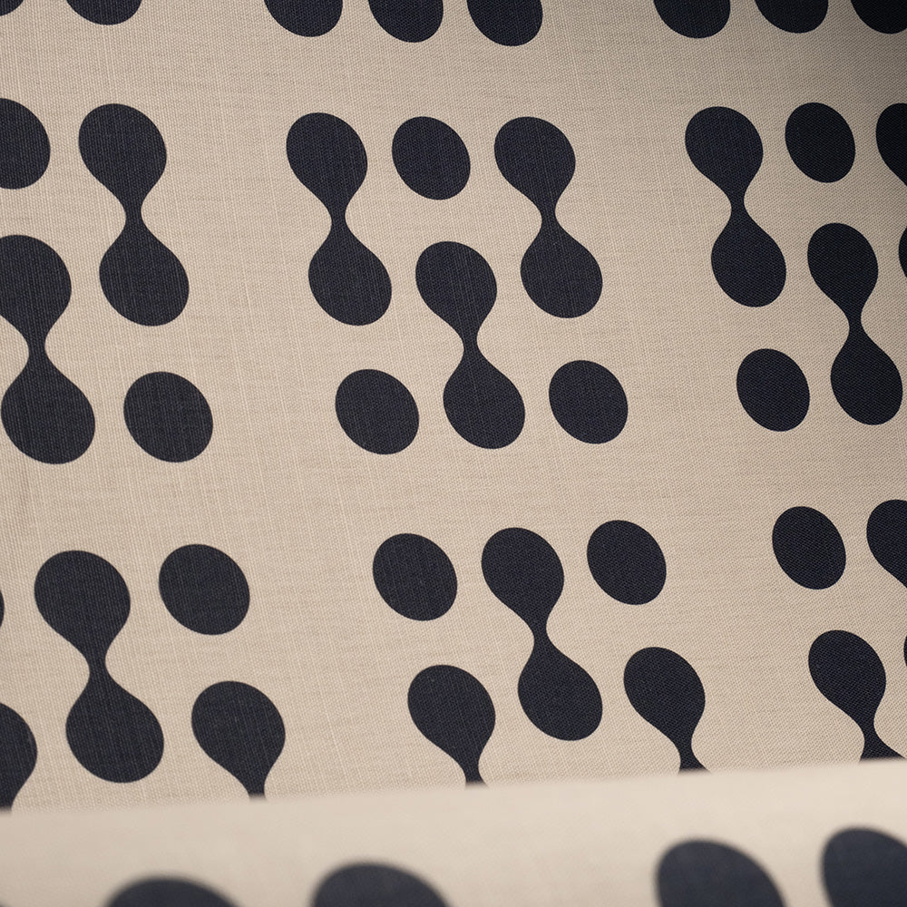 Navy minimalist upholstery fabric with soft-edged dot and stem shapes – Simplicity No.3